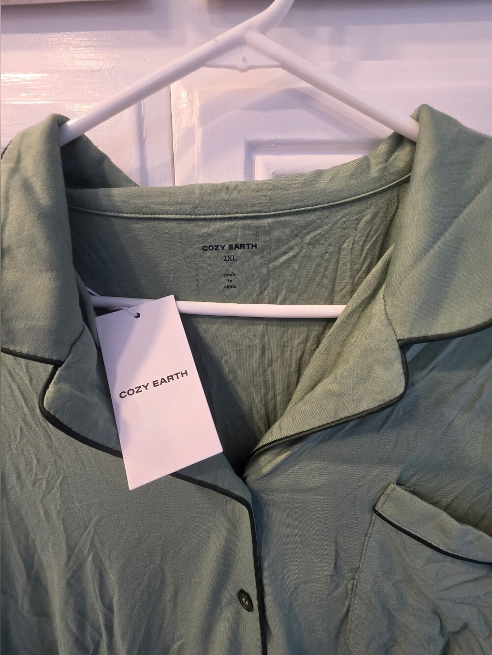 NWT ~ Cozy Earth Fern Green Women's Long Sleeve Bamboo Stretch Knit Pajamas~XXL - Picture 7 of 14